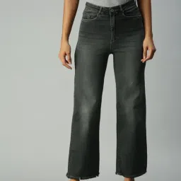 SHOWOFF Wide Leg Clean Look Grey Jeans-image-93
