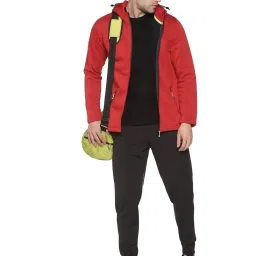 showoffff SHOWOFF Red Cotton Slim Fit Solid Sweatshirt image 4