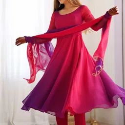 LEGEND WEAR Women Ombre Dyed Panelled Kurta with Trousers & With Dupatta image 5