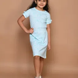 LilPicks Kids Light Blue Printed T-Shirt Dress-image-0
