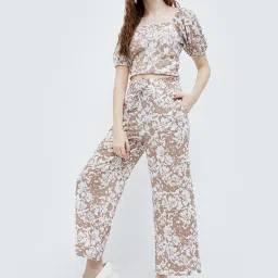 Ginger by Lifestyle Beige Printed Flared Pants image 4