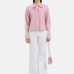 Kazo White Regular Fit High Rise Trousers image 4