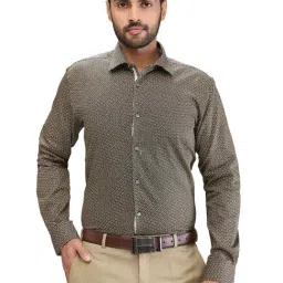 Park Avenue Brown Slim Fit Printed Shirt-image-16