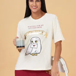 Dreamz by Pantaloons White Cotton Printed T-Shirt image 4