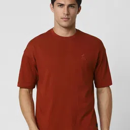 Peter England Casuals Men Solid Round Neck Cotton Oversized T-shirt-picture-32