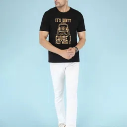 NOBLE HUSTLE Men Typography Printed Round Neck Cotton T-shirt image 3