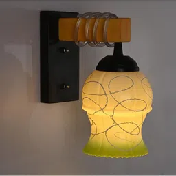 1ST TIME Green & White Colourblocked Wood Contemporary Rectangle Shaped Wall Lamp image 4