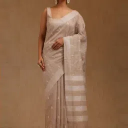 Soch Beige Embroidered Saree With Unstitched Blouse-picture-30