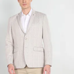 Arrow Beige Slim Fit Self Pattern Blazer image 4