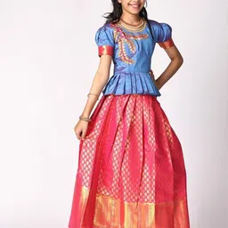 TotzTouch Girls Embroidered Thread Work Ready to Wear Lehenga & image 5