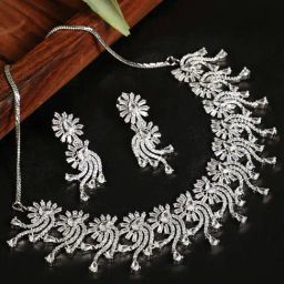 Aatmana Silver-Plated American Diamond Studded Handcrafted Necklace Set-picture-45