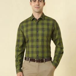 Allen Solly Green Slim Fit Checks Shirt-picture-42