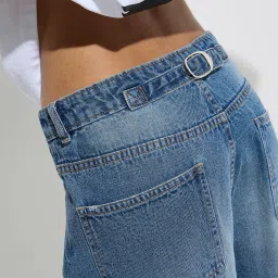 nuon women Nuon by Westside Dark Blue Washed Relaxed-Fit High-Rise Jeans image 4