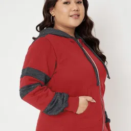 BRINNS Maroon Color-Block Hoodie Sweatshirt image 4