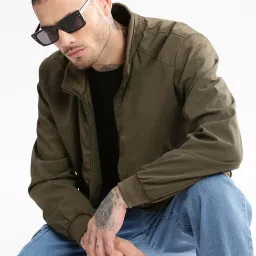 showoffff Showoff Olive Cotton Slim Fit Jacket image 4