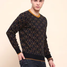 Camla Navy Regular Fit Printed Sweater image 4
