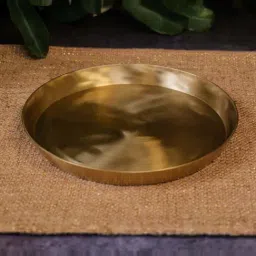 Ambi Ambi 100% Pure Kansa Pasta Plate / Thali / Pooja Plate / Kids Plate - 8 Inches-picture-18