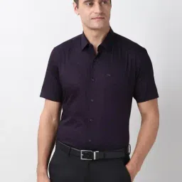 Peter England Purple Cotton Regular Fit Printed Shirt-image-53