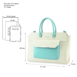 Fastrack White & Blue Solid Large Satchel Handbag image 4