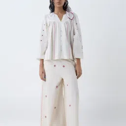 Bombay Paisley by Westside Off-White Embroidered Cotton Top image 3