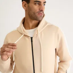Iconic Beige Regular Fit Colour Block Hooded Sweatshirt image 4