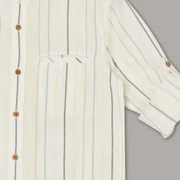 Fame Forever by Lifestyle Boys Off White Cotton Stripes Shirt image 4