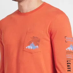 Being Human Orange Regular Fit Printed Crew T-Shirt image 4