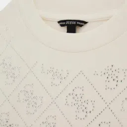 Guess Girls Cream Cotton Blend Embellished Dress image 3
