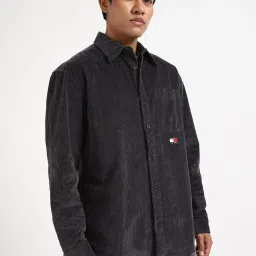 Tommy Hilfiger Washed Black Cotton Relaxed Fit Shirt image 4