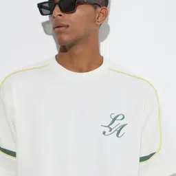 studiofit men Studiofit by Westside White Text Relaxed-Fit Cotton-Blend T-Shirt image 4