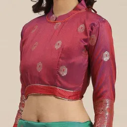 Blissta Green Woven Saree With Unstitched Blouse image 3