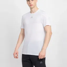 Adidas White Regular Fit Self Pattern Sports T-Shirt image 3