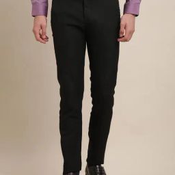 Turtle Black Slim Fit Dobby Trousers-picture-38