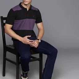 Louis Philippe Jeans Striped Polo Collar Pure Cotton Slim Fit T-shirt-picture-19
