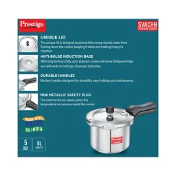 Prestige Svachh Silver Pressure Cooker (5 L) - Set of 1 image 4