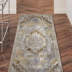 Obsessions Golden Polyester Medallion Neo Classical Bedside Runner-picture-15