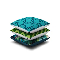 SEJ by Nisha Gupta Blue & Green Set of 3 Printed 16" x 16" Square Cushion Covers image 2