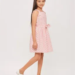 Tiny Girl White and Peach Striped Frock image 4