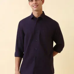 Allen Solly Purple Cotton Slim Fit Shirt-image-6