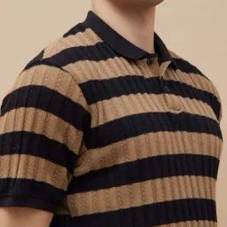 Fame Forever By Lifestyle Black Relaxed Fit Striped Polo T-Shirt image 5