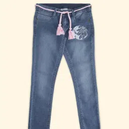 Pantaloons Junior Kids Blue Embroidered Jeans-image-0