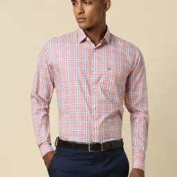 allen solly Men Pink Slim Fit Check Full Sleeves Formal Shirts-picture-36