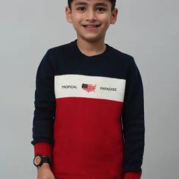 Cantabil Kids Red Color Block Full Sleeves Sweater-picture-42