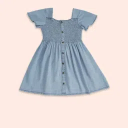 Pantaloons Junior Blue Cotton Textured Pattern Dress-image-96