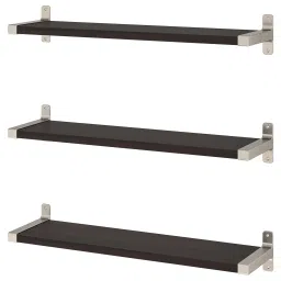 ikea bergshult / granhult Wall shelf combination, brown-black/nickel-plated, 80x20 cm image 1