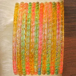 KOTTIAR CREATIONS Set Of 12 Crystal Studded Glass Diamond Bangle-picture-12