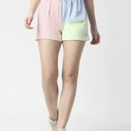 Pepe Jeans Pink & Blue Cotton Color-Block Shorts-image-34
