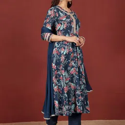 Varanga Women Floral Printed Regular Pure Cotton Kurta with Trousers & With Dupatta image 4