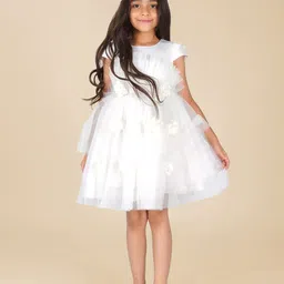 HERE&NOW Girls Ruffled Layered Net Fit & Flare Midi Dress image 3