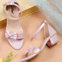 Tiny Bugs Bow Applique Open Toe Heels - Purple-picture-33